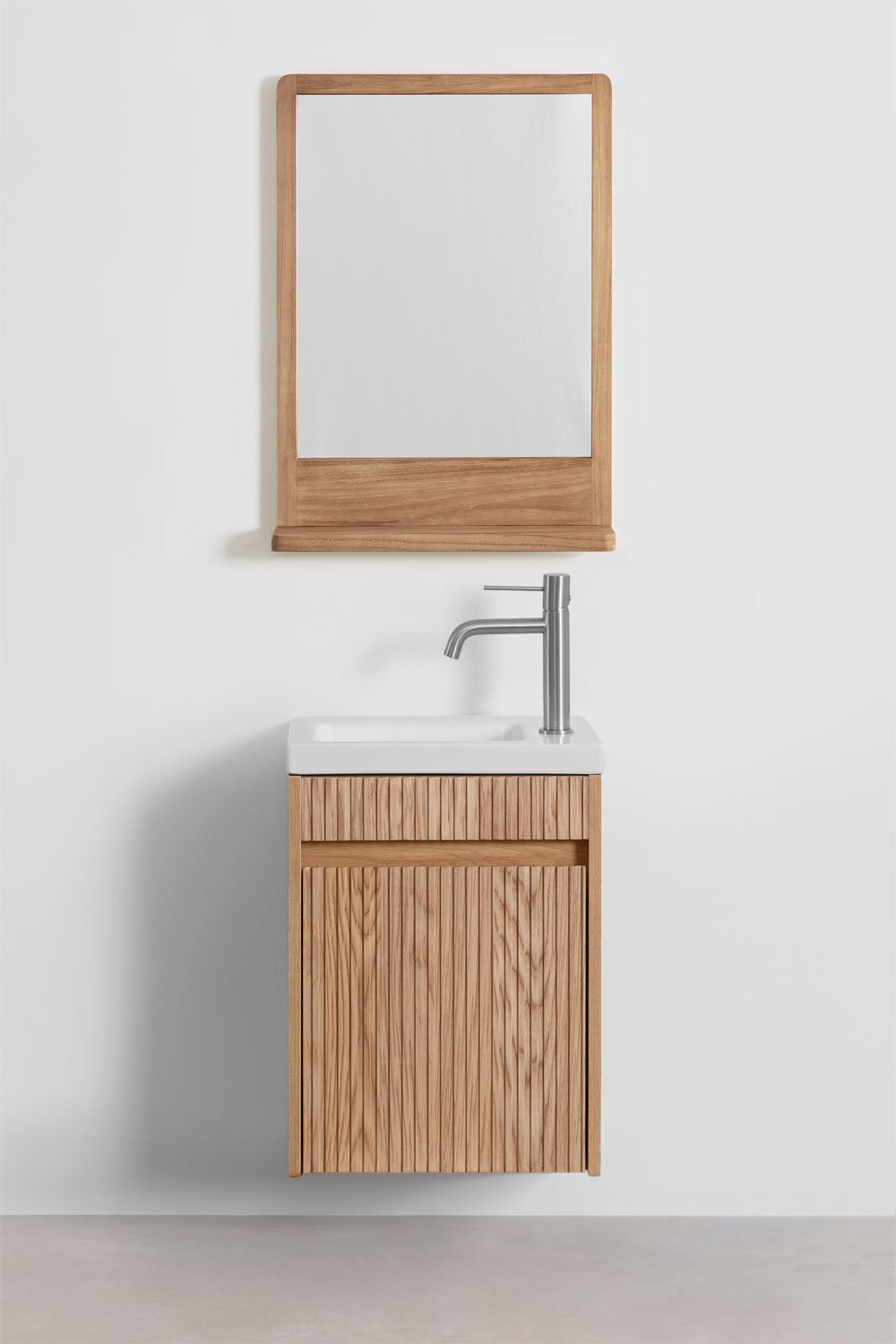 Ensemble de meubles de salle de bain en frêne avec lavabo intégré Narek, image de la galerie 2