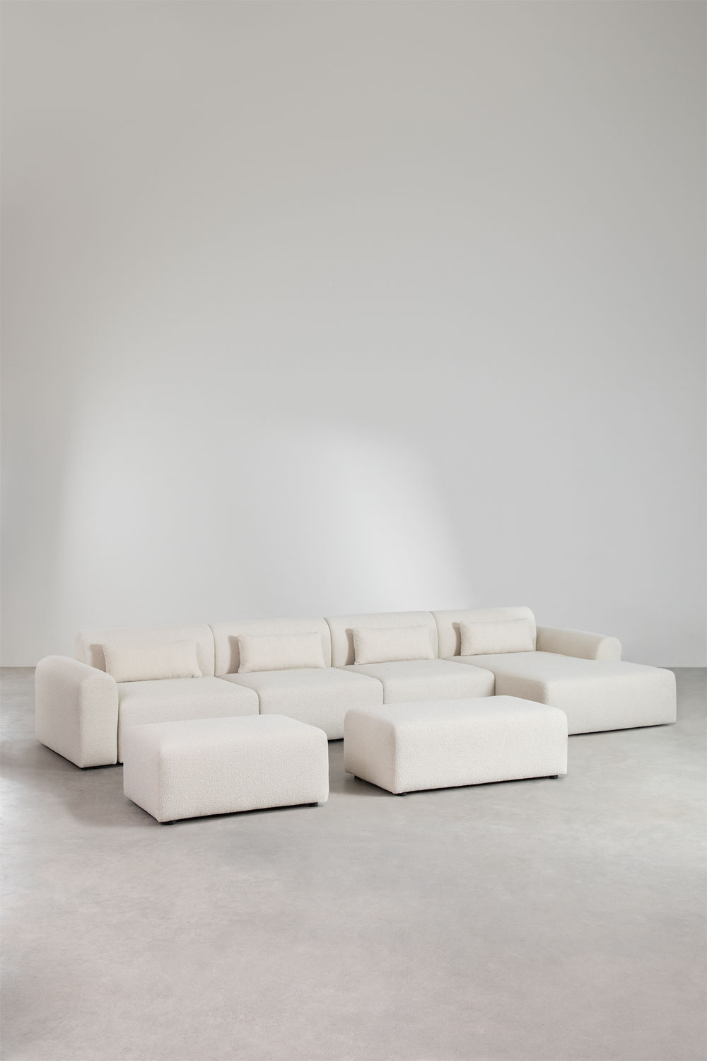 Canapé Sectionnel Modulaire En Forme De U - Velours Côtelé Beige - Mousse Haute Densité - Méridienne Incluse - Pour Salon Ou Appartement