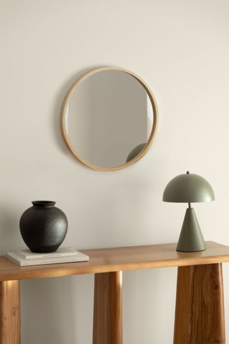 Miroir Mural Rond en Bois Yiro