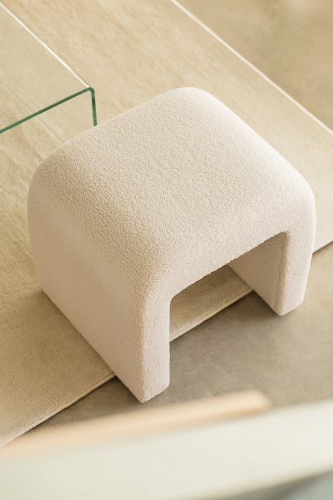 Tabouret bas en agneau blanc Carlise