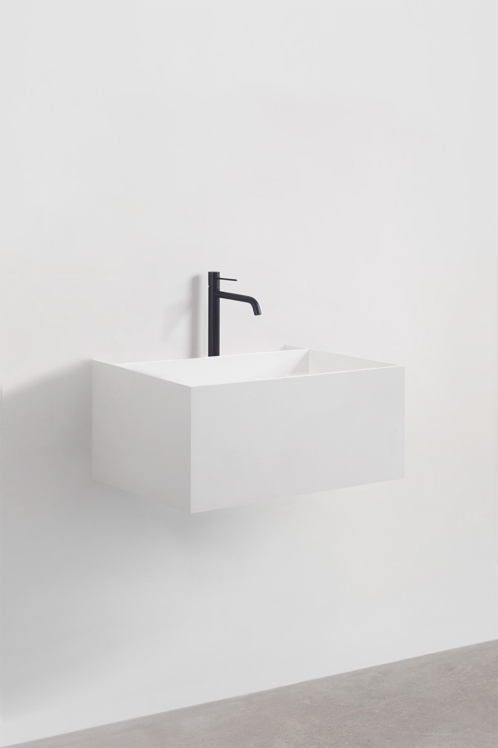 Ensemble de meuble de salle de bain en résine avec lavabo intégré et lumière LED Nerine, image de la galerie 2