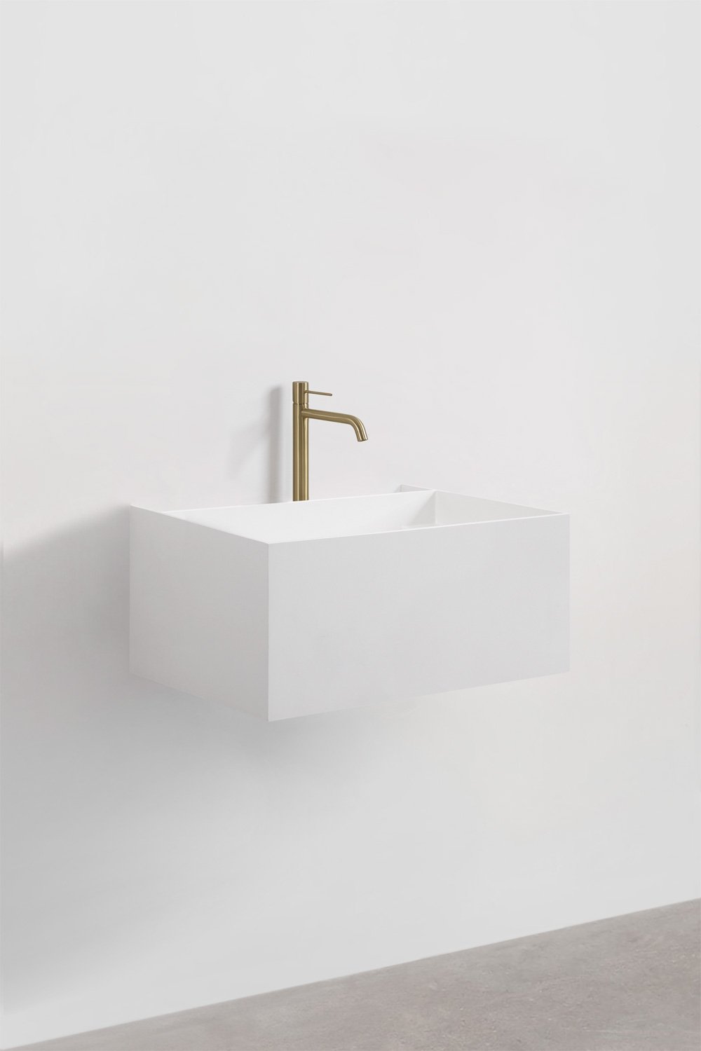 Ensemble de meuble de salle de bain en résine avec lavabo intégré et lumière LED Nerine, image de la galerie 2