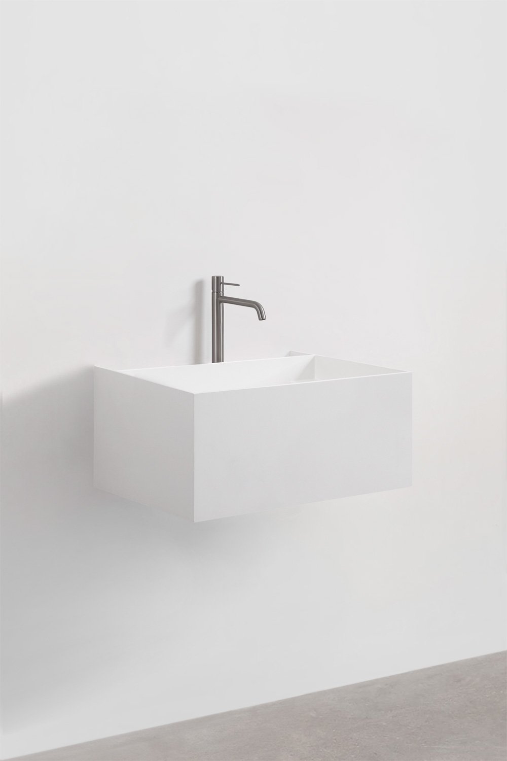 Ensemble de meuble de salle de bain en résine avec lavabo intégré et lumière LED Nerine, image de la galerie 2