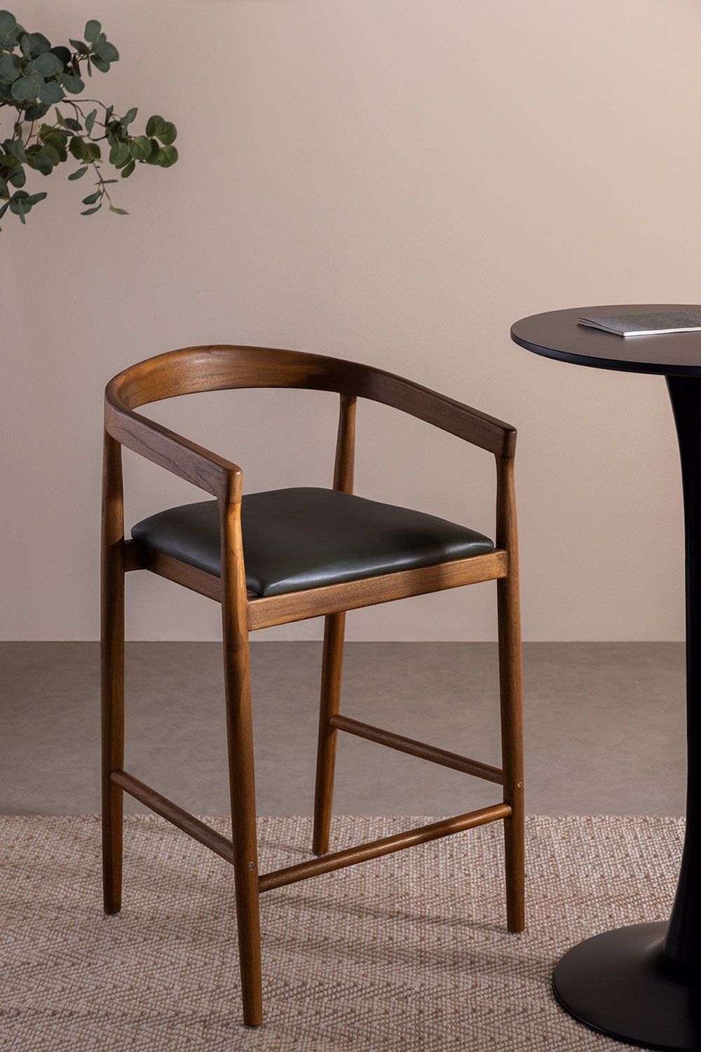 Tabouret haut en cuir (70 cm) Visby, image de la galerie 1