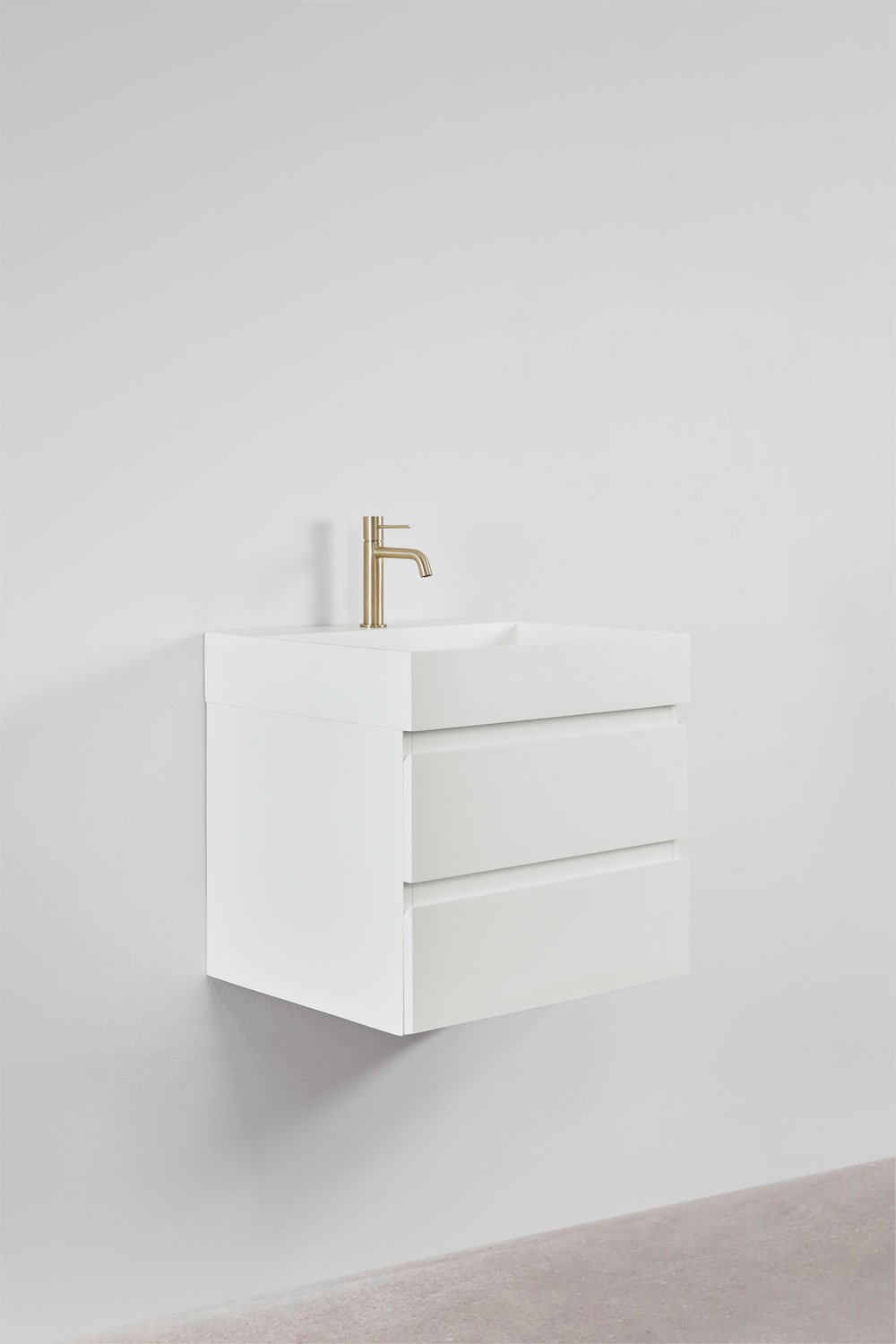 Ensemble de meuble de salle de bain en bois et placage de frêne avec lavabo intégré Ona, image de la galerie 2