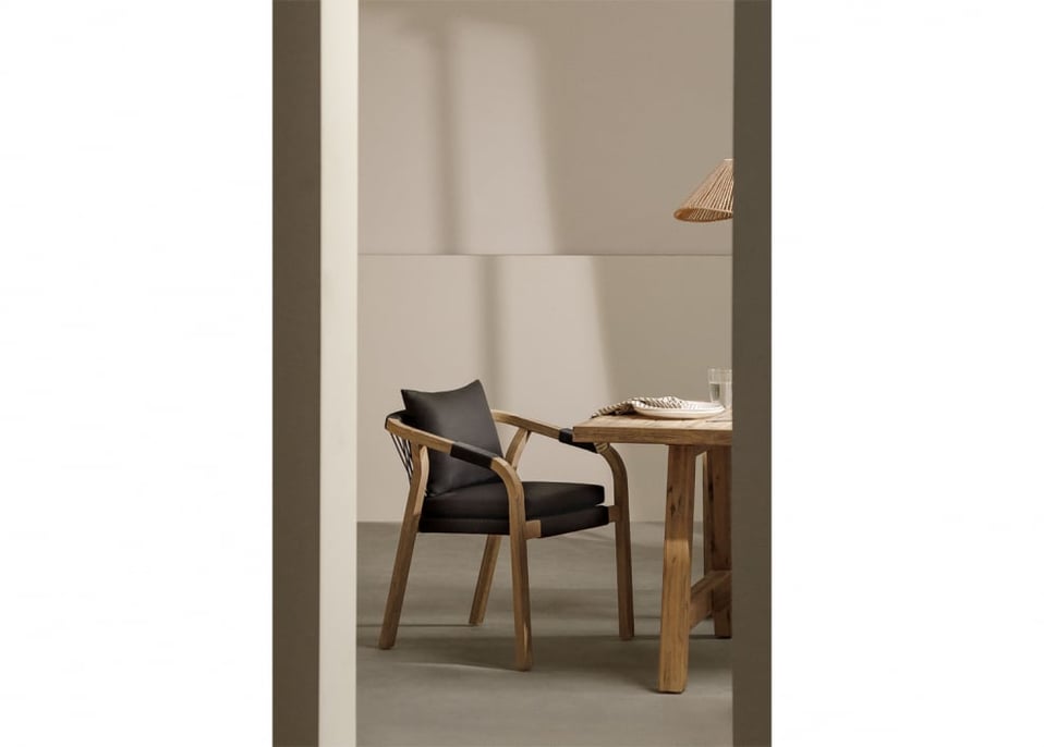 Chaise de salle à manger avec accoudoirs en bois d'acacia Dubai - Gris Graphite