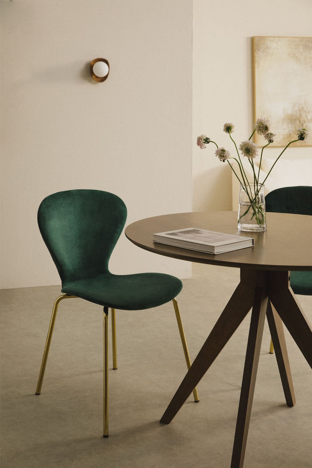 Pack de 4 chaises de salle à manger empilables en velours, image de la galerie 1