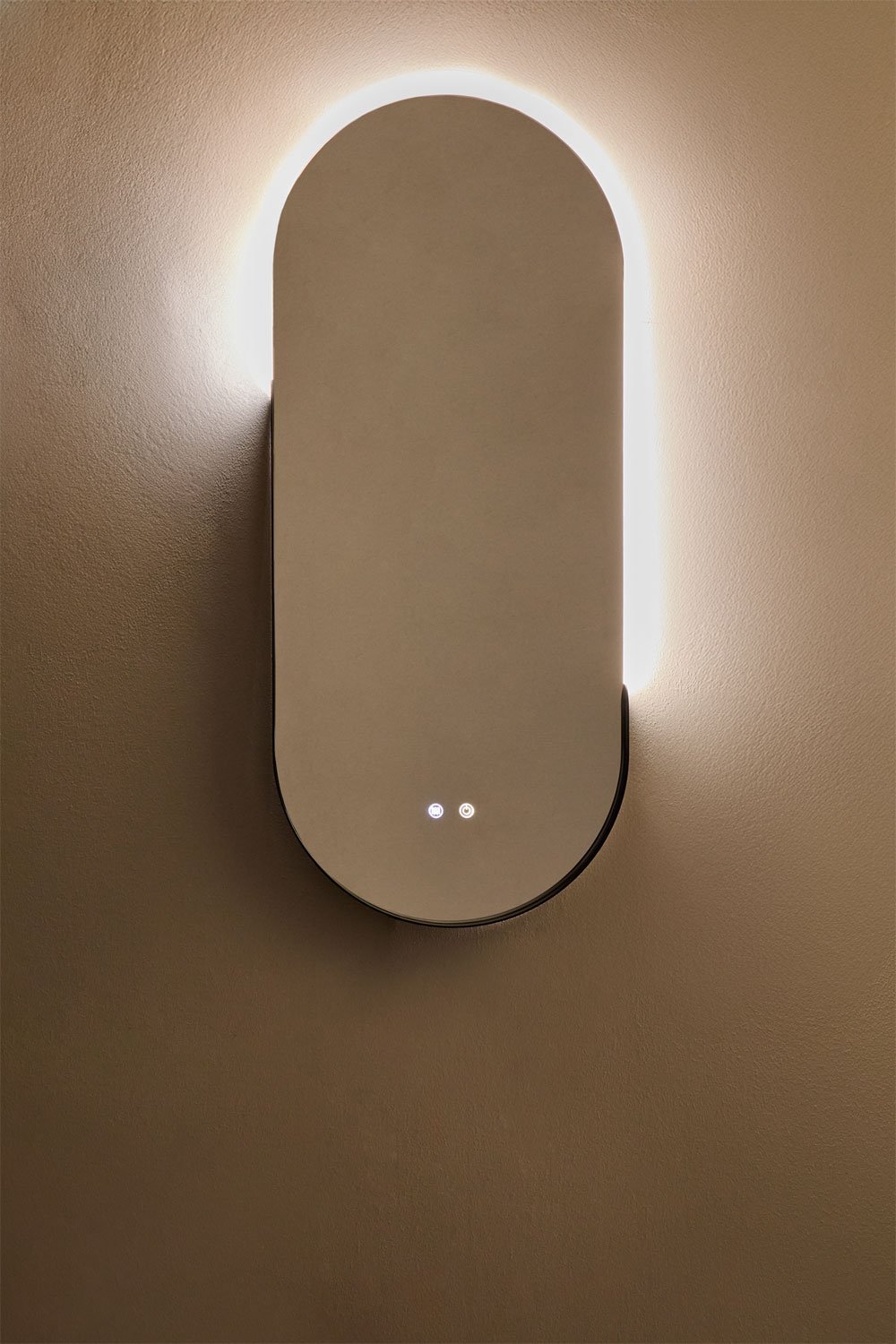 Miroir mural ovale 45x105 cm pour salle de bain avec lumière LED et anti-buée Vacson, image de la galerie 5
