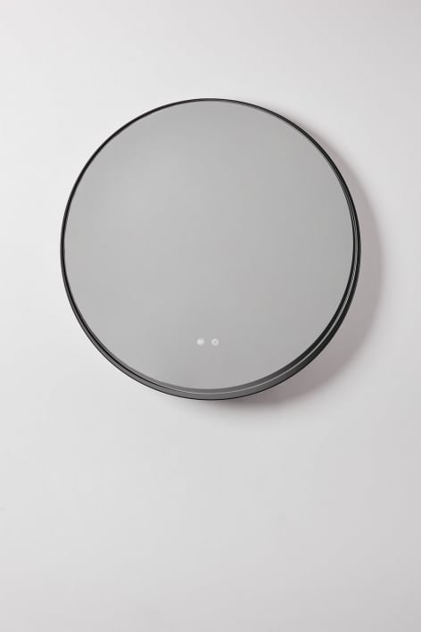 Miroir mural de salle de bain rond avec lumière LED et antibuée (Ø80 cm) Kimacs