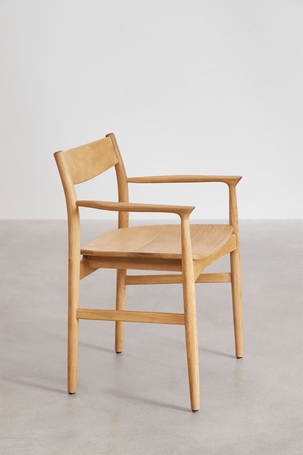 Ensemble table Aura avec placage céramique (200x100 cm) et 8 chaises de salle à manger avec accoudoirs en bois de chêne Mireita, image de la galerie 7