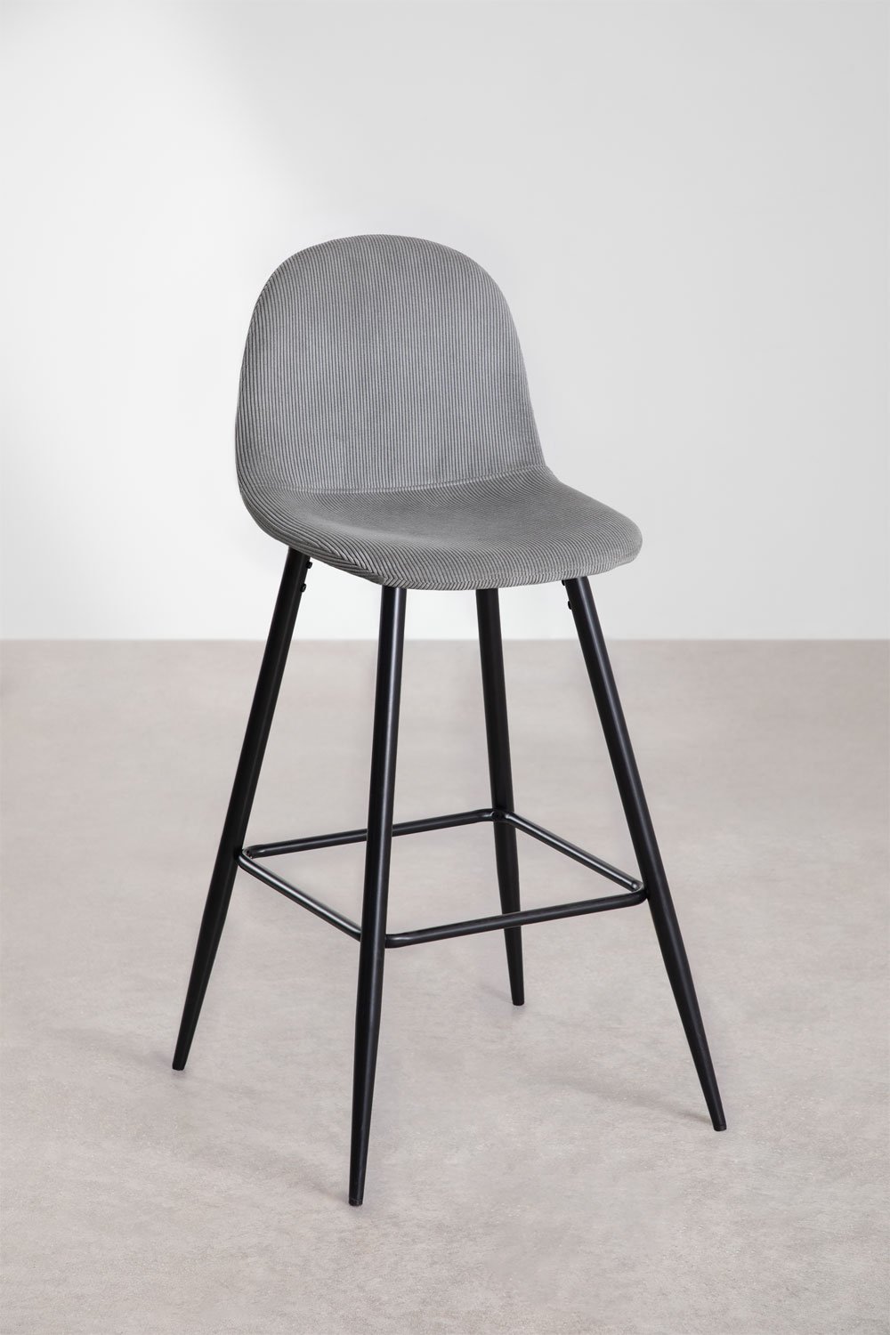 Tabouret haut en velours côtelé Glamm, image de la galerie 1