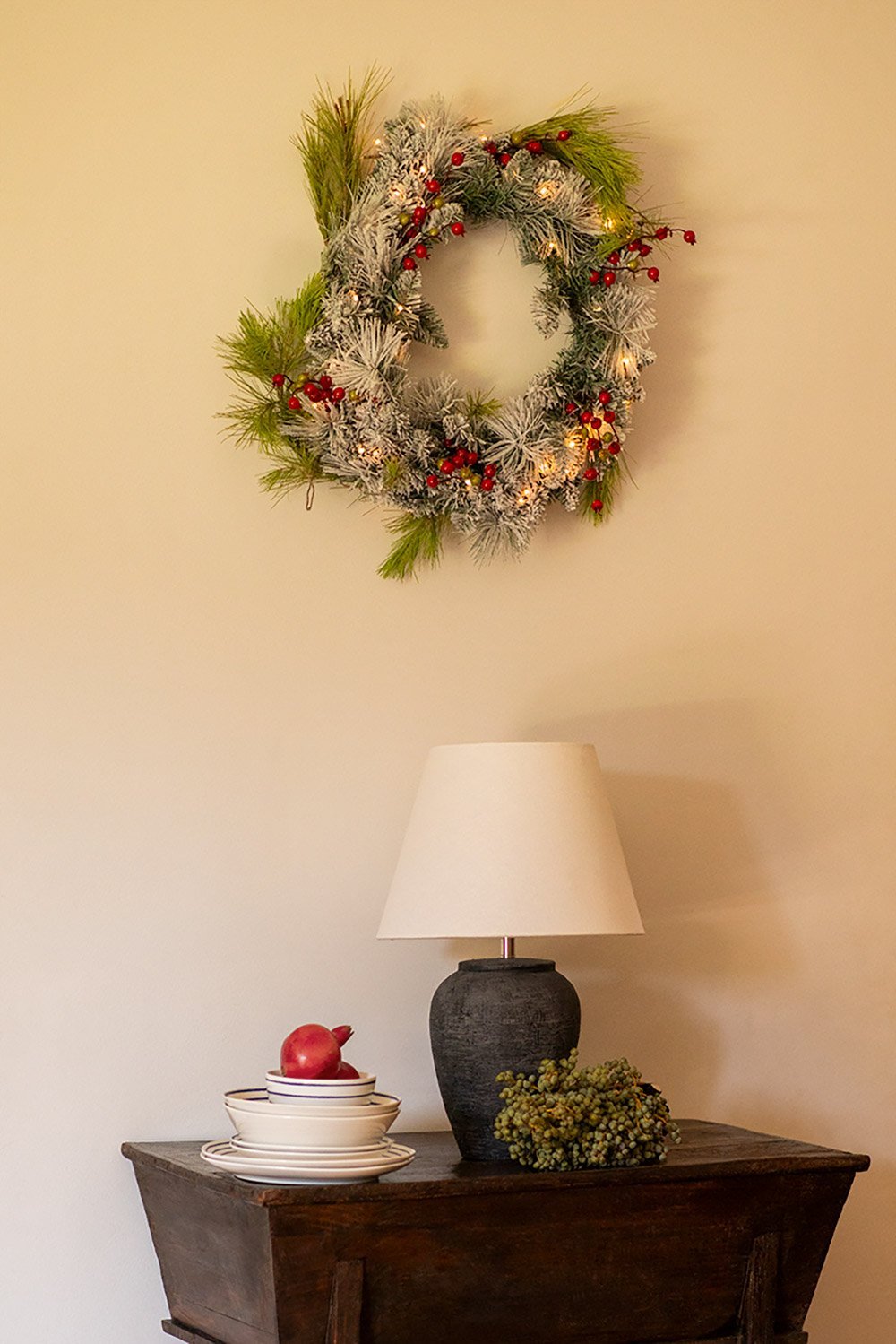 Couronne de Noël avec lumières LED Ø60 cm Gaela, image de la galerie 1