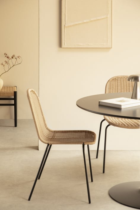 Chaise de salle à manger empilable en rotin synthétique Reiven