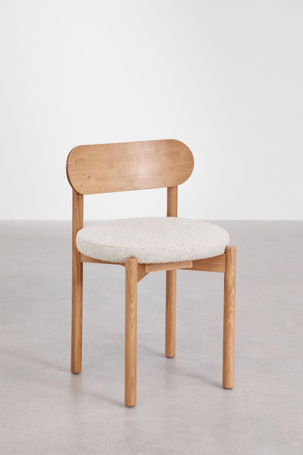 Chaise de salle à manger rembourrée en chêne Bianca, image de la galerie 3