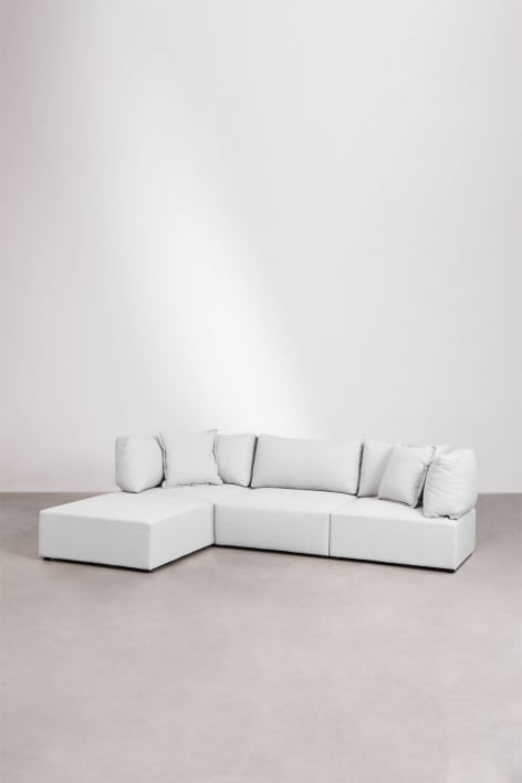 Canapé modulable 3 pièces avec 2 fauteuils d'angle et pouf Kata