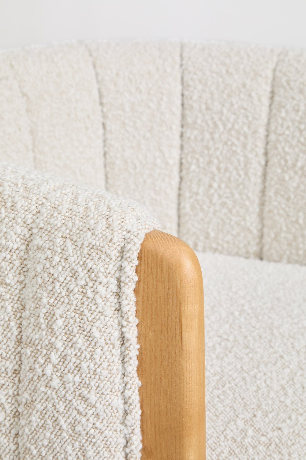 Ensemble de table rectangulaire 200x100 cm avec placage en céramique Aura et 8 chaises de salle à manger en tissu bouclé Leo, image de la galerie 8