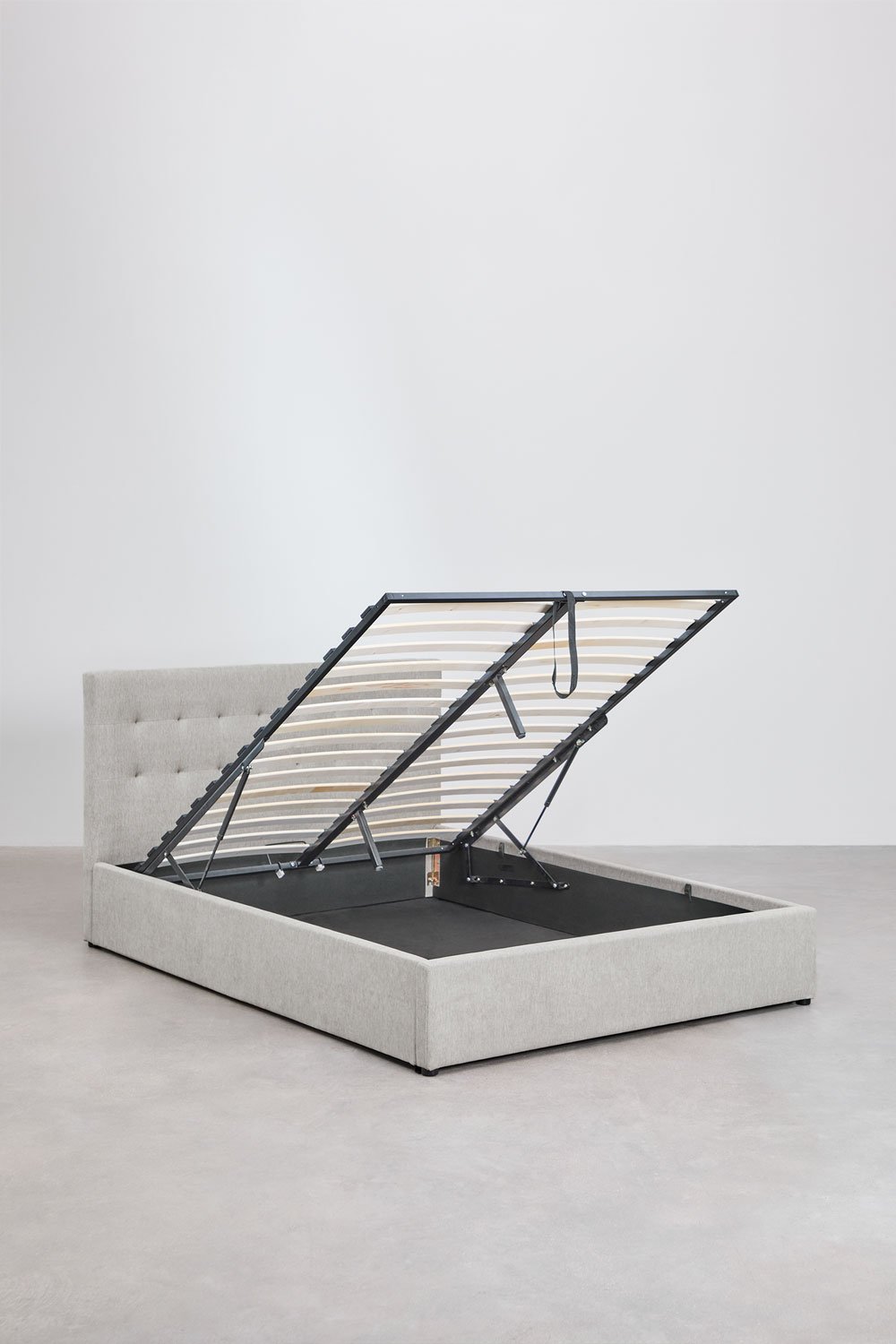 Lit rembourré Abiel avec sommier de rangement rabattable, image de la galerie 3