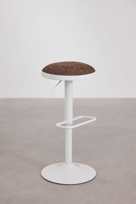 Lot de 2 tabourets hauts réglables en tissu marron chocolat et pied blanc Igarasi - Marron Chocolat - Blanc
