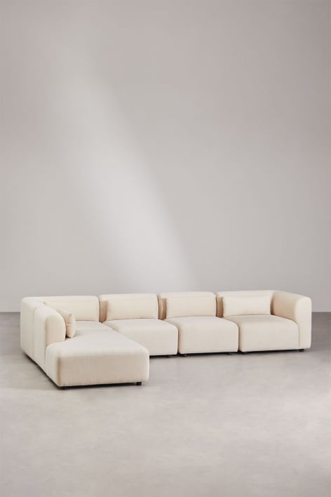 Canapé modulaire 5 pièces Fogler avec méridienne gauche