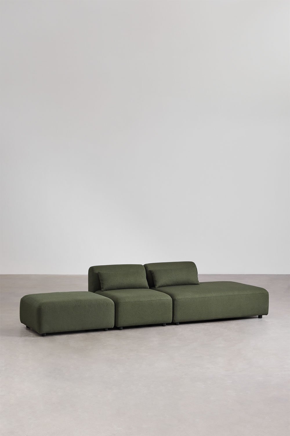 Canapé modulable 2 pièces avec méridienne droite et pouf Fogler, image de la galerie 1