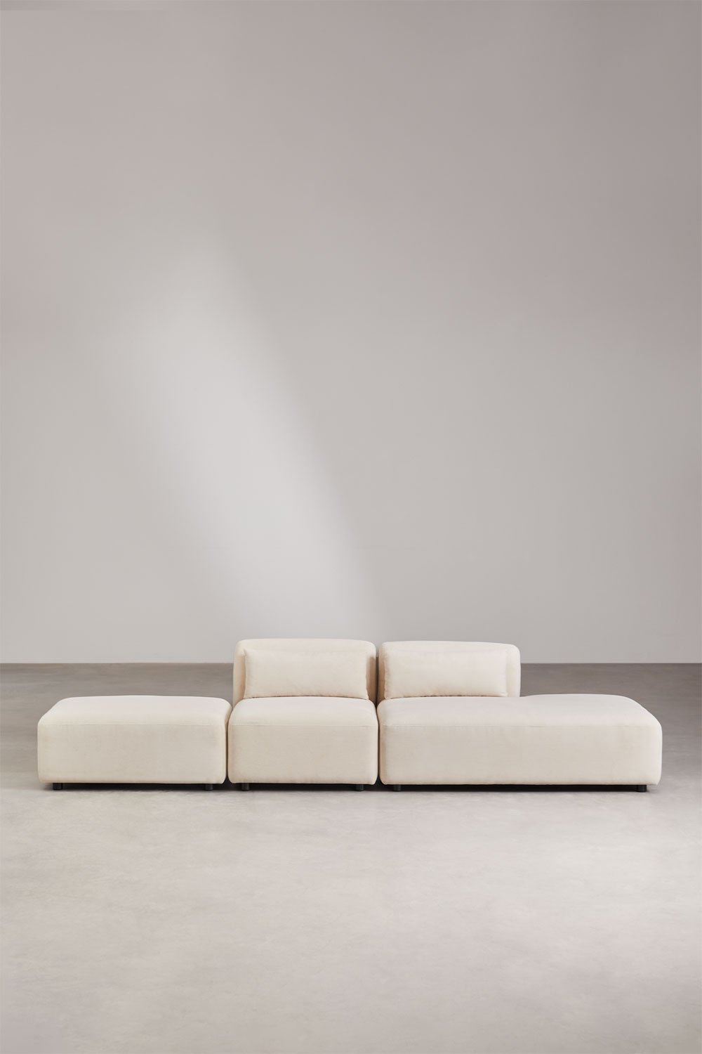 Canapé modulable 2 pièces avec méridienne droite et pouf Fogler, image de la galerie 3