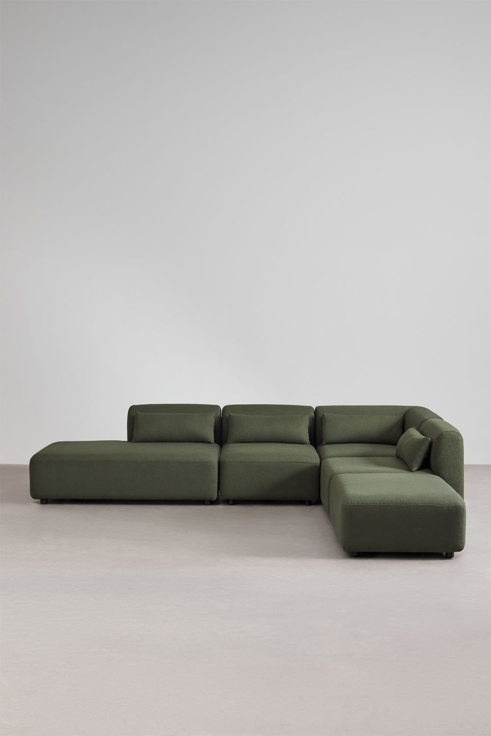 Canapé d'angle modulable 4 pièces avec méridienne gauche et pouf Fogler, image de la galerie 3