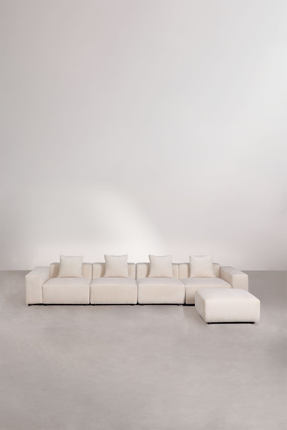 Sofa modulaire 4 pièces avec accoudoir bas et pouf ↔︎400 cm Bruna, image de la galerie 3
