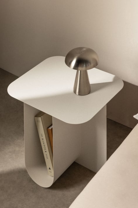Table d'appoint rectangulaire en acier (40x45 cm) Norman - Blanc Gardenia