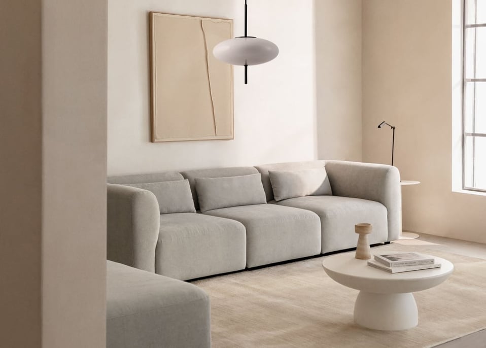 Canapé modulaire 3 pièces Fogler - Tissu Gris Clair