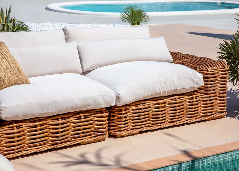 Chaise d'angle de jardin en rotin Milu à droite