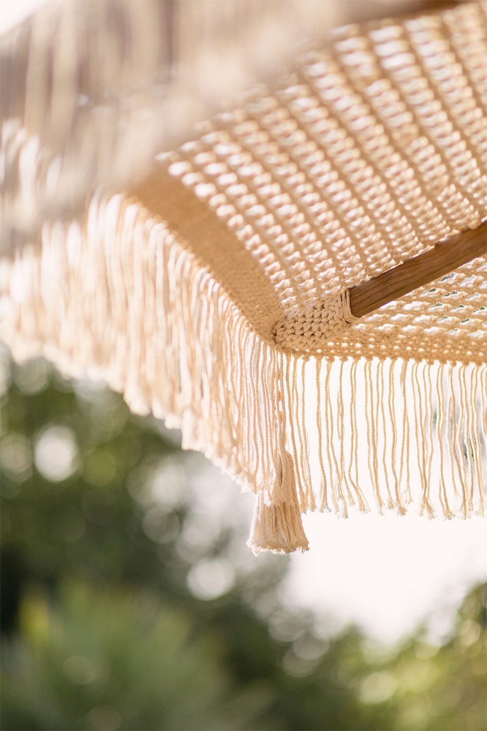 Parasol Tongariki en bois de teck et coton, image de la galerie 2