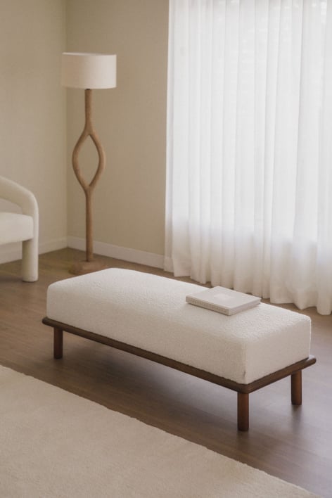 Banc en bois d'hévéa et tissu Veral