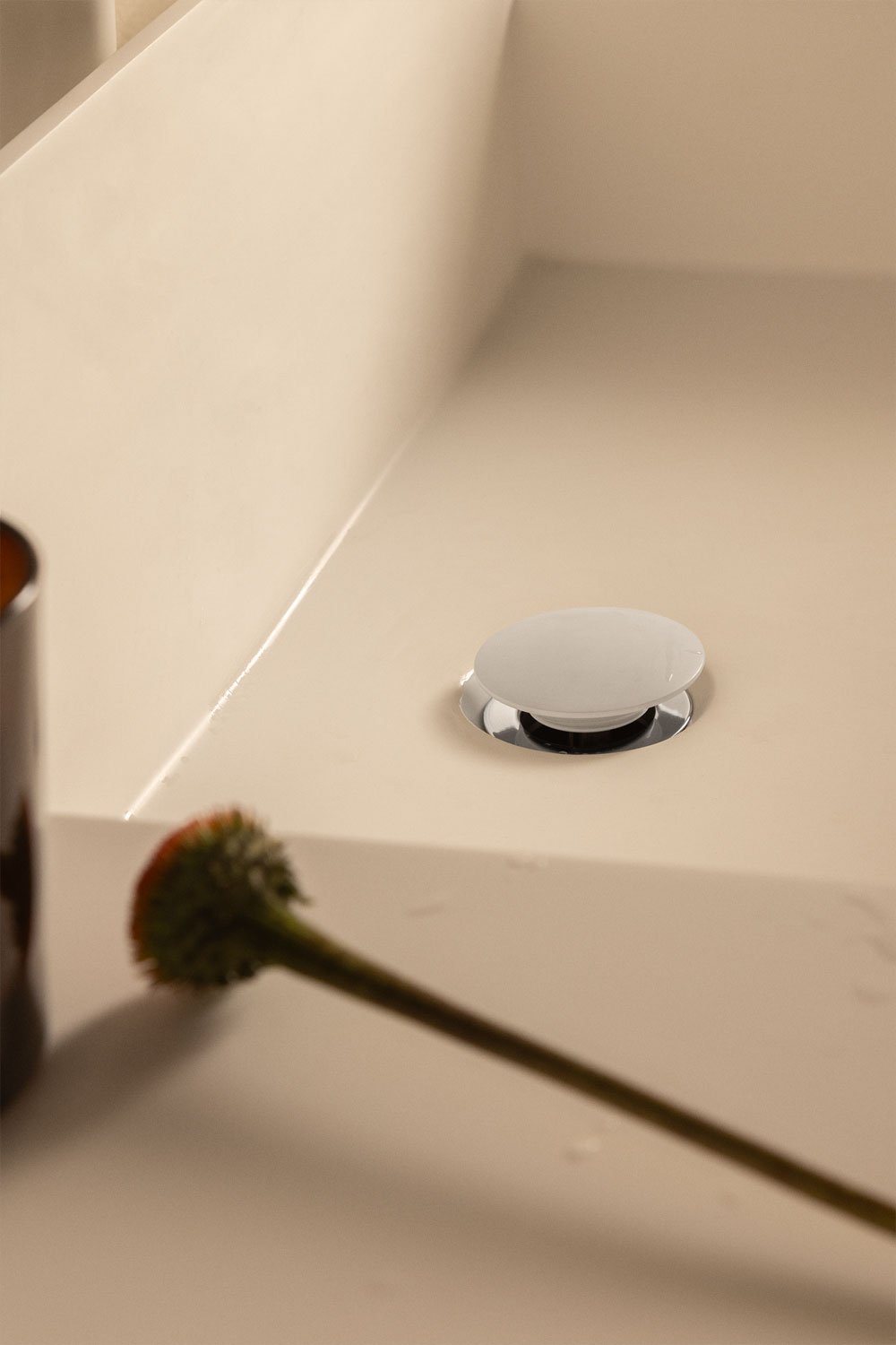 Robinet de vidange d'évier Orveta Click-Clack en acier inoxydable et laiton, image de la galerie 1