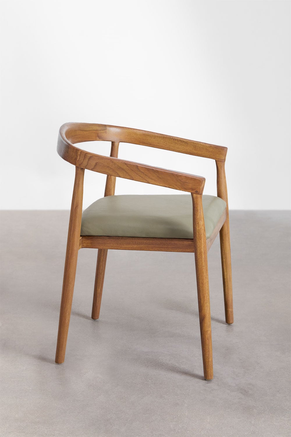 Pack de 2 chaises de salle à manger avec accoudoirs en bois de teck et cuir Visby, image de la galerie 3