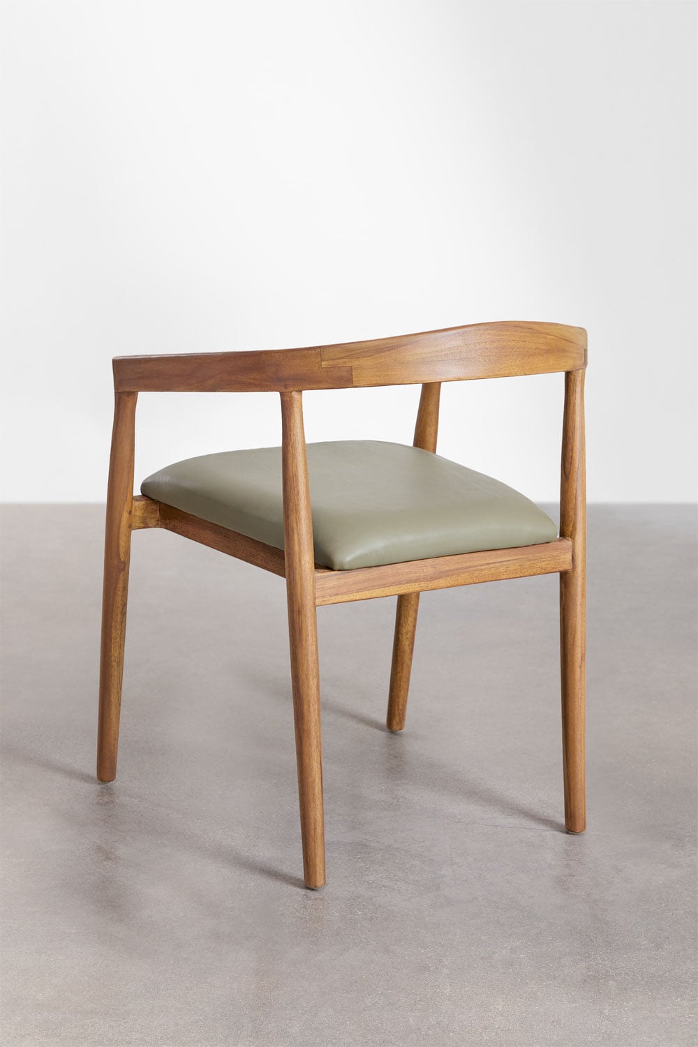 Pack de 2 chaises de salle à manger avec accoudoirs en bois de teck et cuir Visby, image de la galerie 4