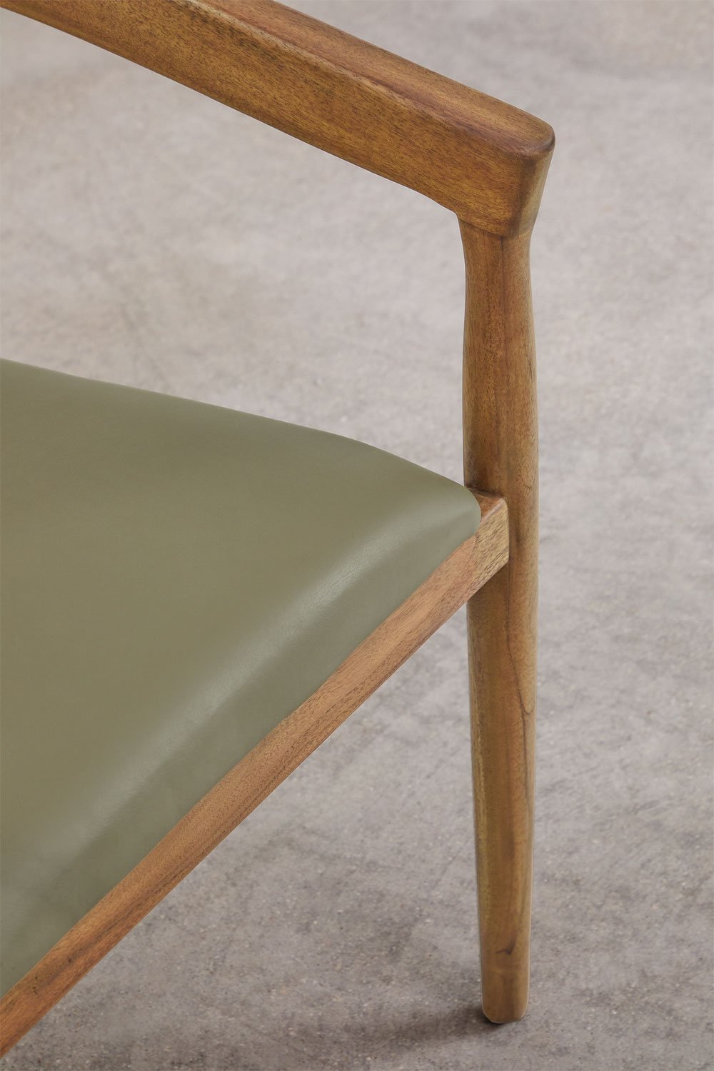 Pack de 2 chaises de salle à manger avec accoudoirs en bois de teck et cuir Visby, image de la galerie 6