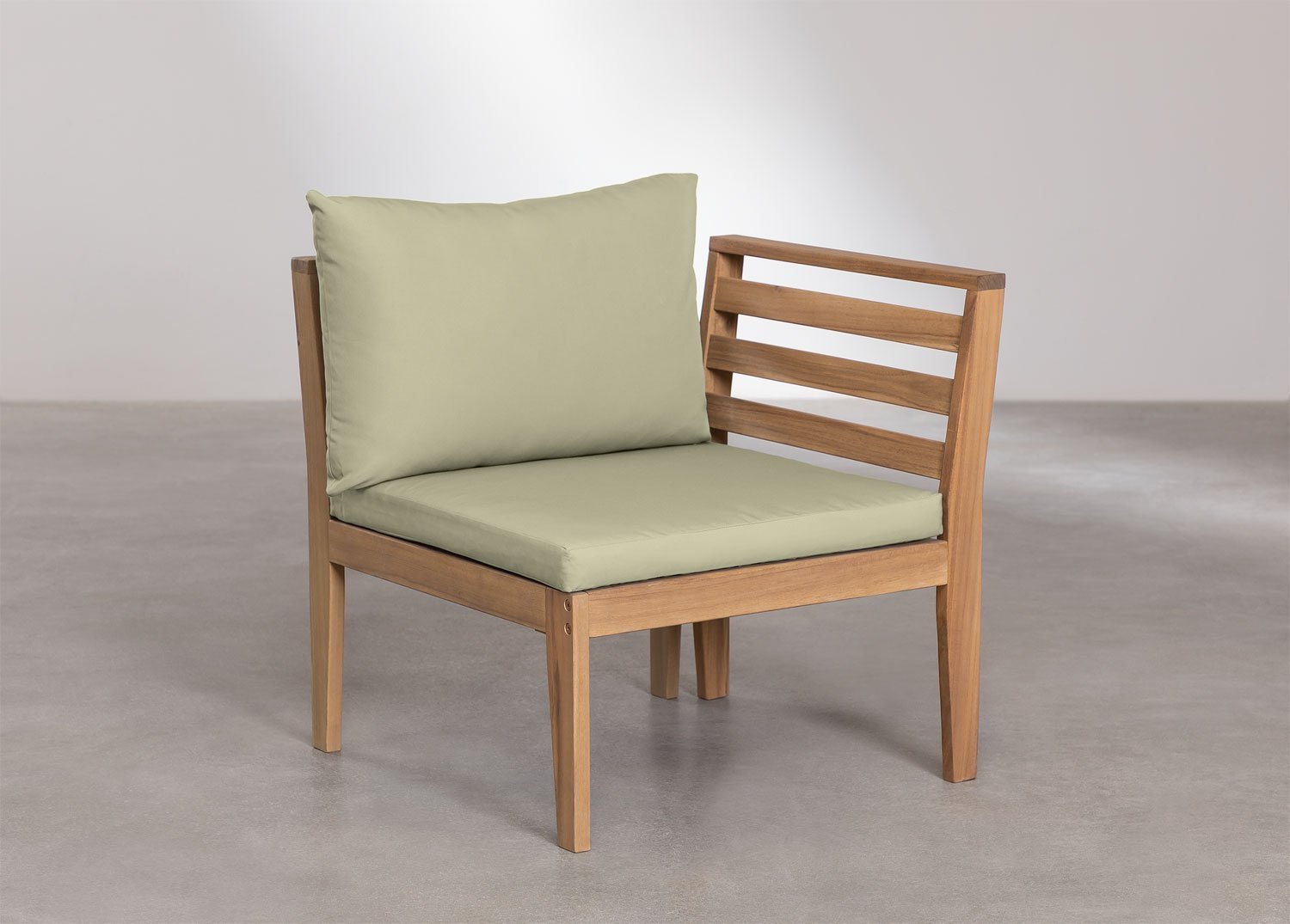 Module d'angle droit pour canapé de jardin modulable en bois d'acacia Filips, image de la galerie 1