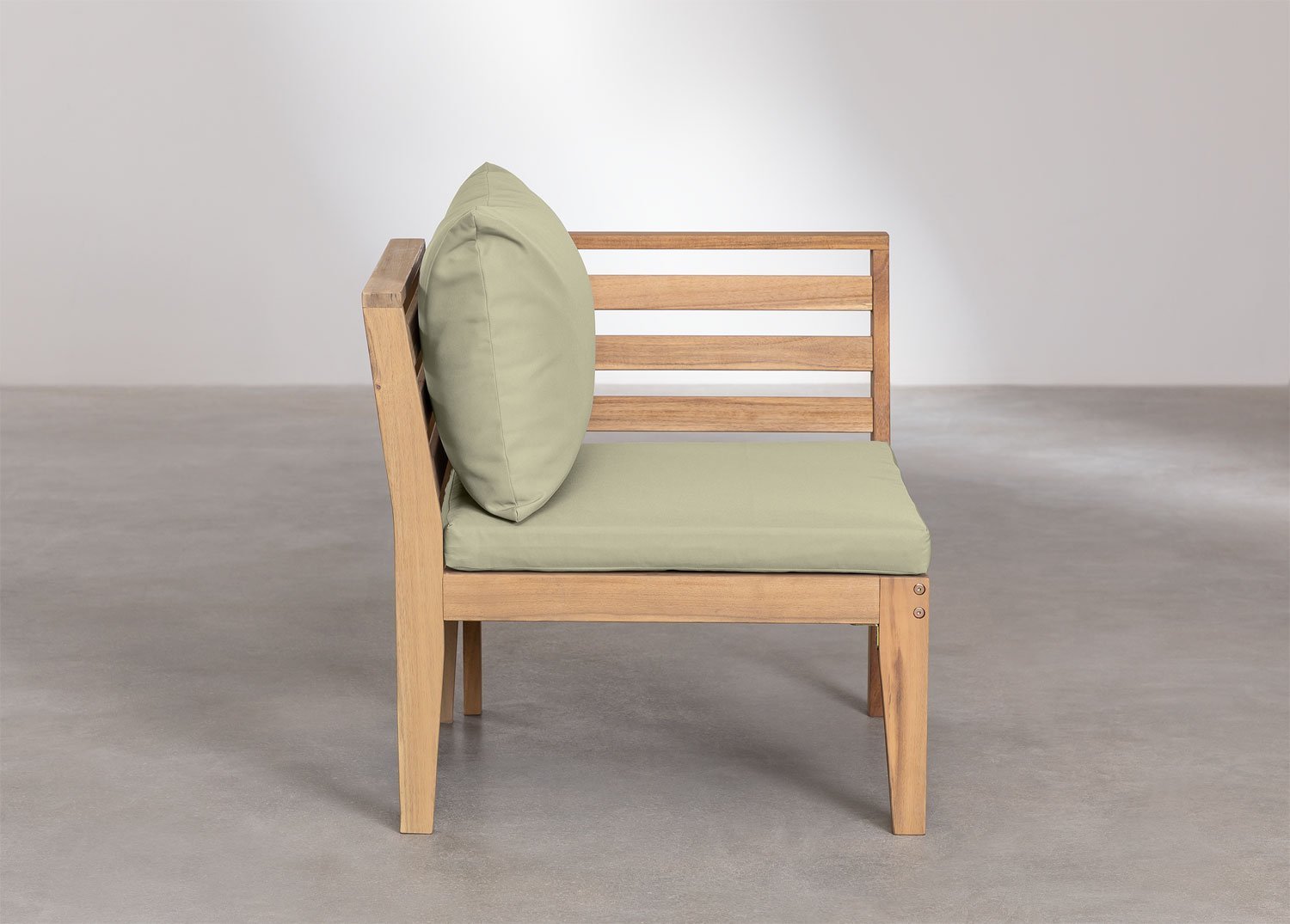 Module d'angle droit pour canapé de jardin modulable en bois d'acacia Filips, image de la galerie 2