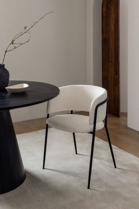Chaise de salle à manger rembourrée Nalon - Chenille Blanc