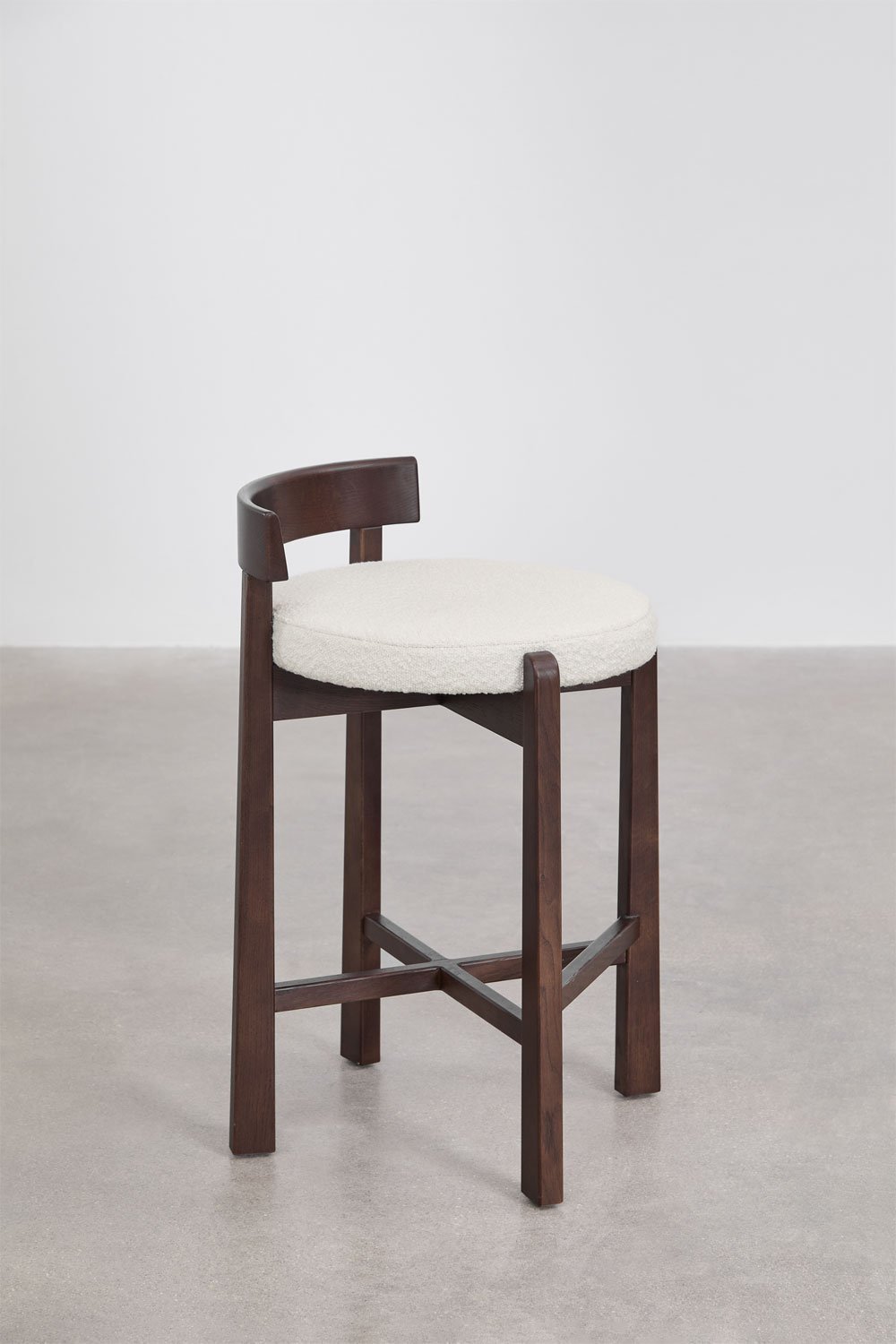 Pack de 4 tabourets hauts en bois de chêne et revêtus de tissu Manila, image de la galerie 4