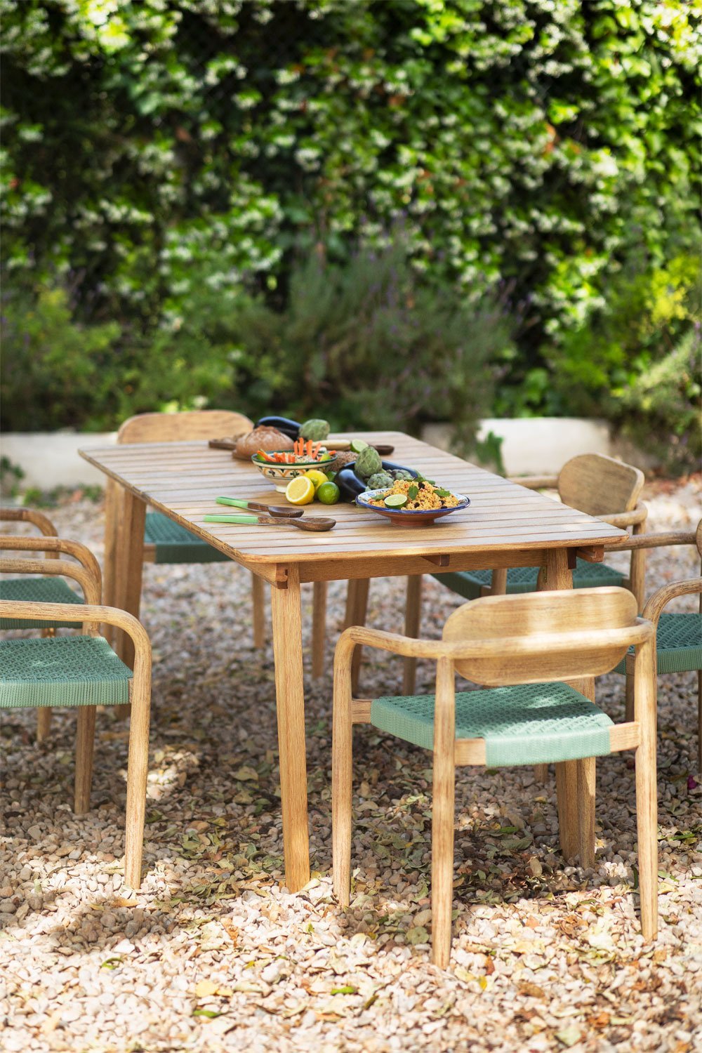 Table de jardin extensible en bois (90-150x90 cm) Naele, image de la galerie 1