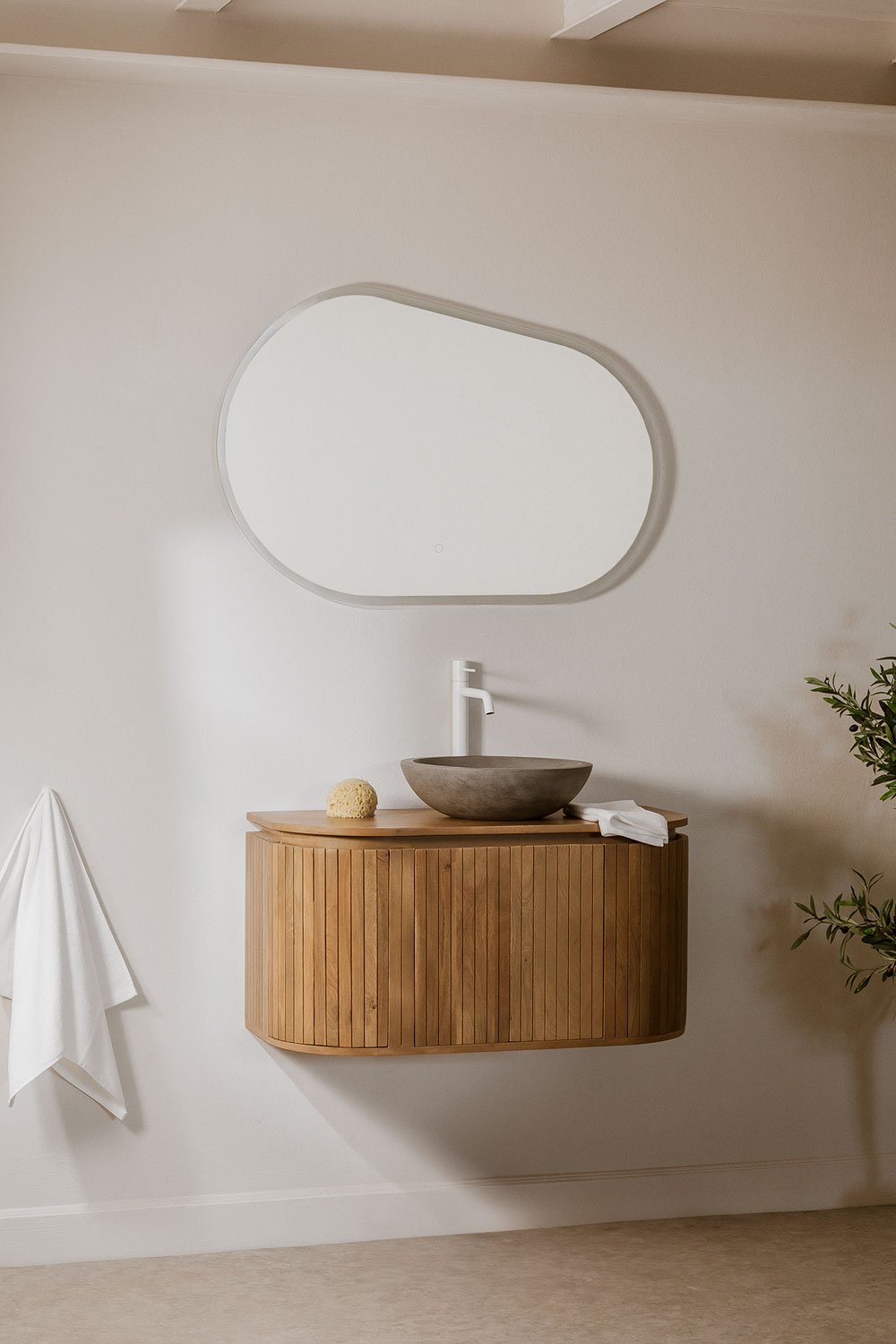 Ensemble de meuble de salle de bain en bois de manguier Analis, image de la galerie 1