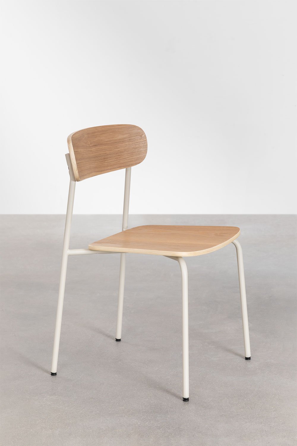 Chaise de salle à manger empilable en fer et bois Wilpier, image de la galerie 3