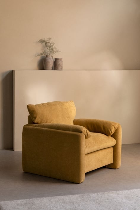 Fauteuil tapissé Serra - Tissu Jaune Curri