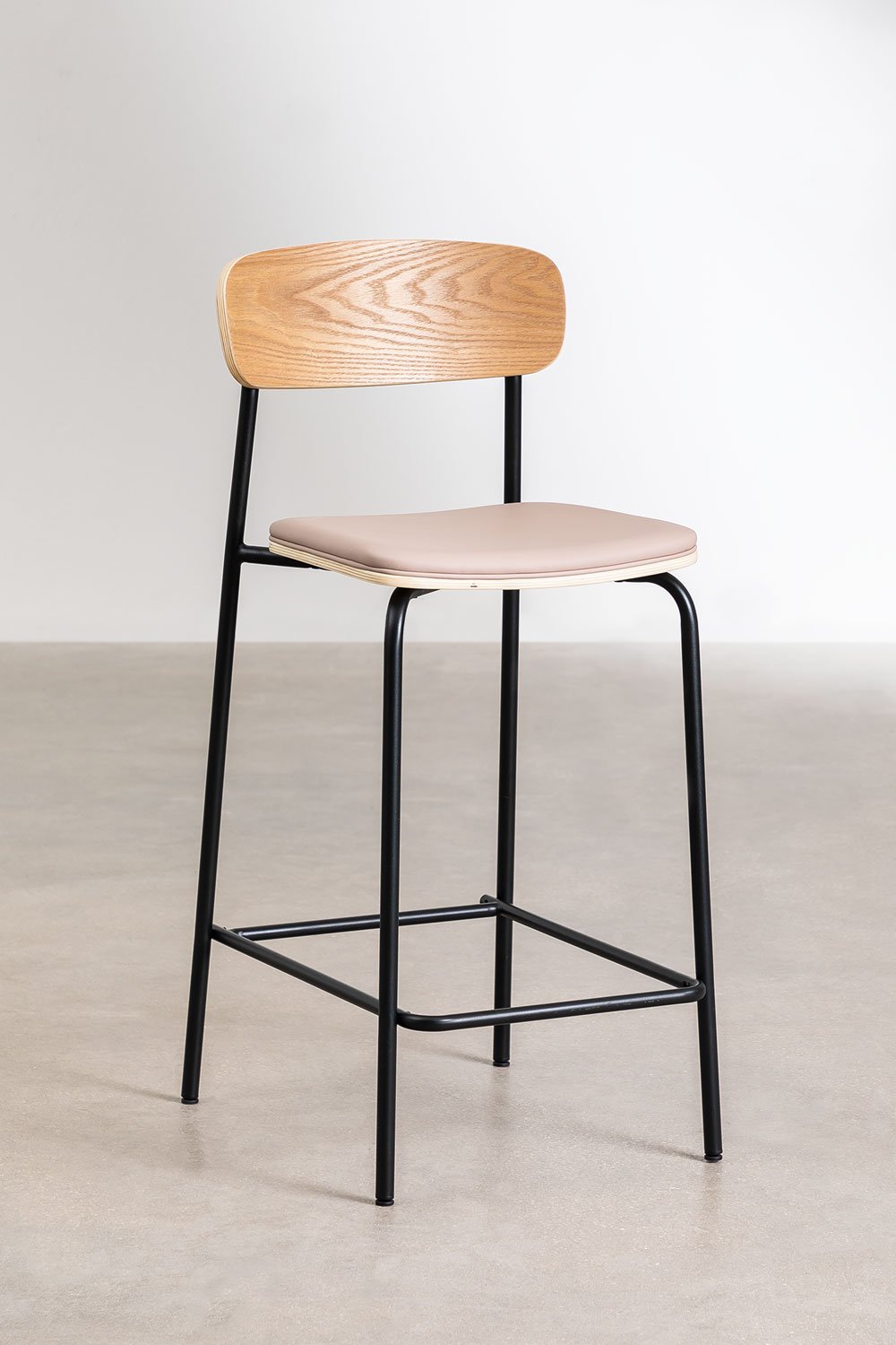 Tabouret empilable de 65 cm de haut en fer et bois Wilpier, image de la galerie 2