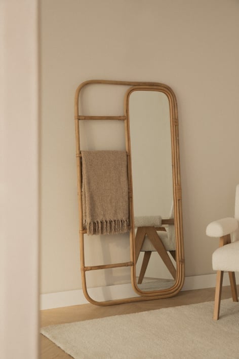 Miroir sur Pied Rectangulaire en Bambou avec Suspension (153x78,5 cm) Marcus - Bambou