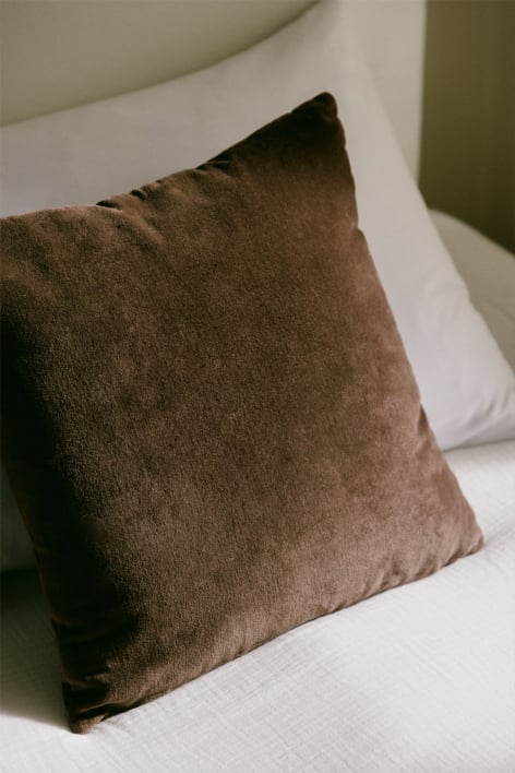 Coussin carré en velours de coton (40x40 cm) Enid