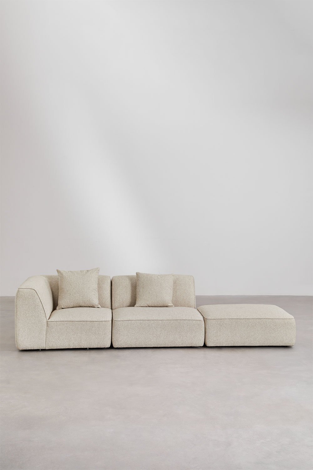 Canapé d'angle modulable Cardea 2 pièces avec pouf rembourré, image de la galerie 4