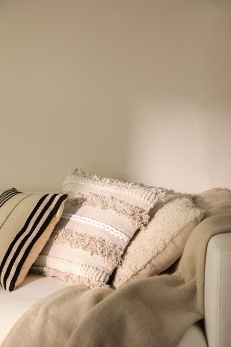 Coussin carré en coton (50x50cm) Punet - Beige Lin