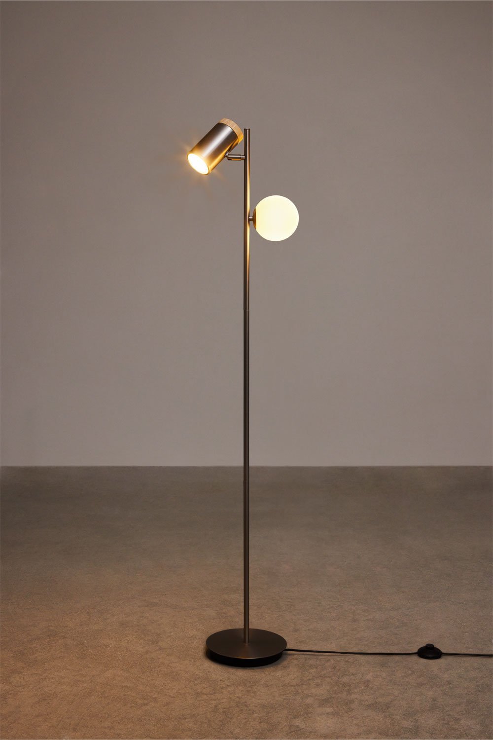 Lampe sur pied orientable avec 2 points lumineux en fer Amaranto, image de la galerie 3